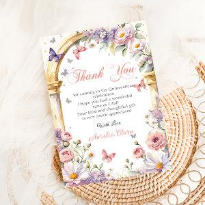 Quinceañera Flowers Butterflies Lilac Princess Thank You Card