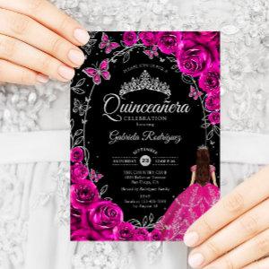 Quinceanera Fuchsia Pink Silver Black