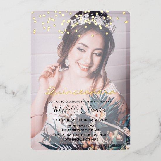 Quinceañera Girl Two Photos  Foil