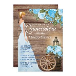 Quinceañera Girl - Wood Barrel & Blue Flowers