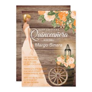 Quinceañera Girl - Wood Barrel & Orange Flowers