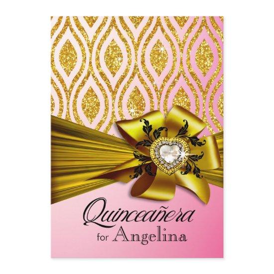 Quinceanera Glitter Geometric Ovals | pink gold