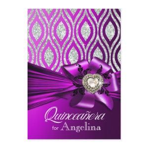Quinceanera Glitter Geometric Ovals purple silver