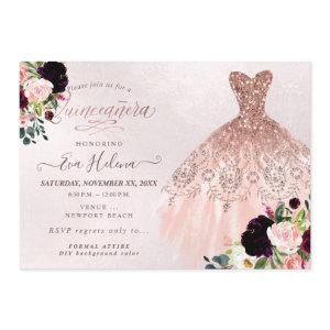 Quinceañera , Glitters Gown, Burgundy Blush