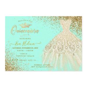 Quinceañera , Glitters Gown, Faux Gold+Mint