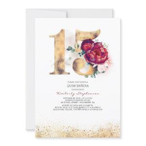 Quinceanera Gold and Burgundy Red 15th Birthday
