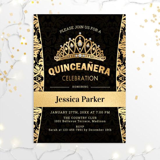 Quinceanera Gold Black Elegant