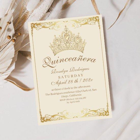 Quinceañera Gold Crown Beige