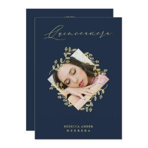 Quinceañera Gold Diamond Wildflower Navy Photo