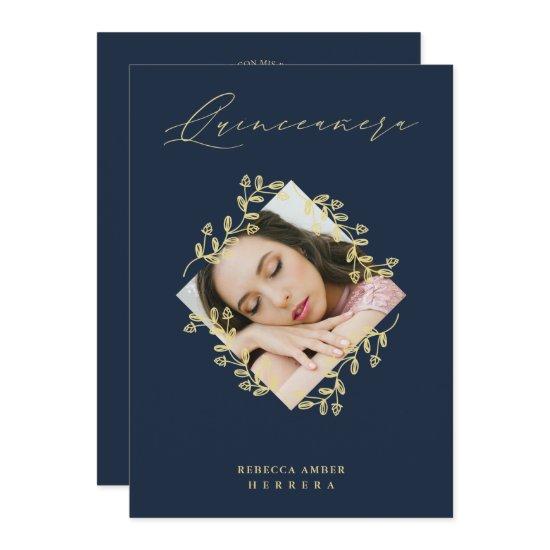 Quinceañera Gold Diamond Wildflower Navy Photo