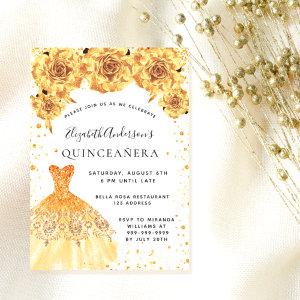 Quinceanera gold dress floral glamorous