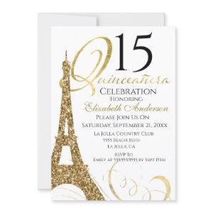 Quinceanera Gold Eiffel Tower 15th Birthday