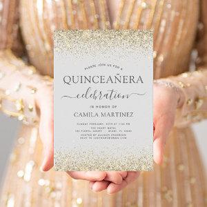 Quinceanera Gold Elegant Modern Glitter Sparkle