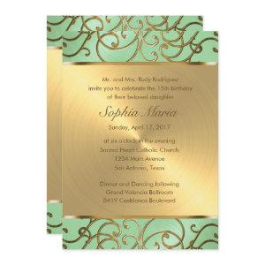 Quinceañera Gold Filigree Swirls