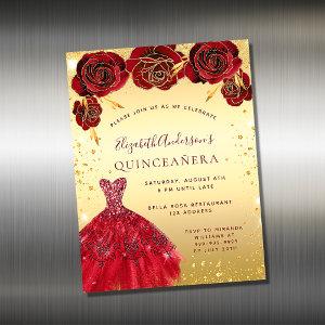 Quinceanera gold red dress  magnet