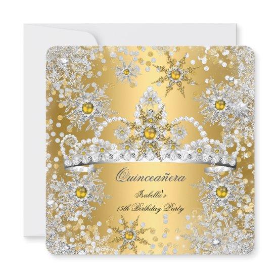 Quinceanera Gold Silver Winter Wonderland