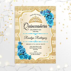 Quinceanera - Gold Stripes Blue