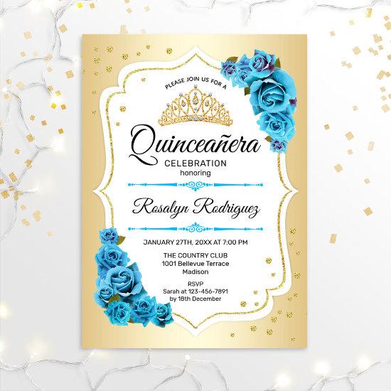 Quinceanera - Gold White Blue