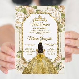 Quinceanera Gold & White Floral Birthday Crown