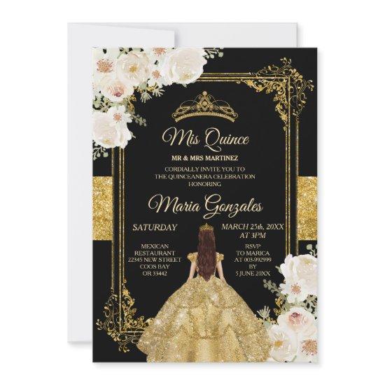Quinceanera Gold & White Floral Birthday Crown