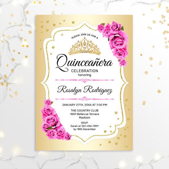 Quinceanera - Gold White Pink