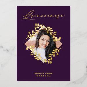 Quinceañera Golden Diamond Wildflowers Photo Foil