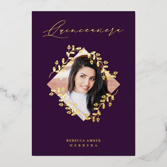 Quinceañera Golden Diamond Wildflowers Photo Foil