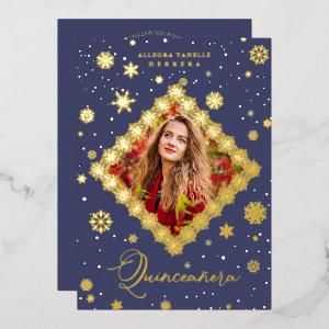 Quinceañera Golden Snowflakes Winter Christmas Foil