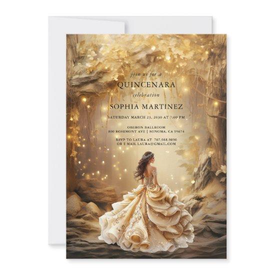 Quinceanera Gown Enchanted Golden Forest Portal
