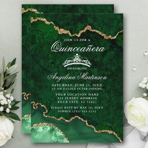 Quinceanera Green Gold Marble Agate Geode