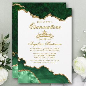 Quinceanera Green Gold Marble Crown
