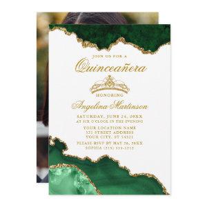 Quinceanera Green Gold Marble Crown Photo