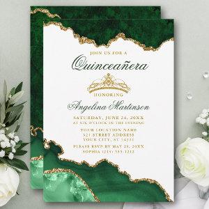 Quinceanera Green Marble Gold Crown