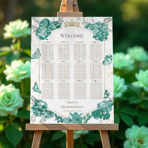 Quinceanera Green Seating Chart Sign Butterflys