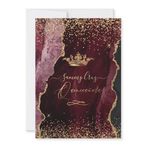 Quinceanera H2 Burgundy Agate Faux Gold Glitter