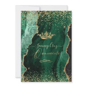 Quinceanera H2 Jade Green Agate Faux Gold Dust