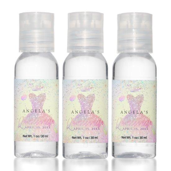 Quinceanera Hologram Glitter Gown+Butterflies Hand Sanitizer