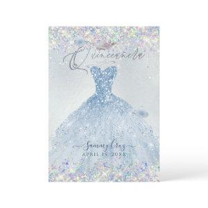 Quinceanera Holographic Confetti Dusty Blue Dress