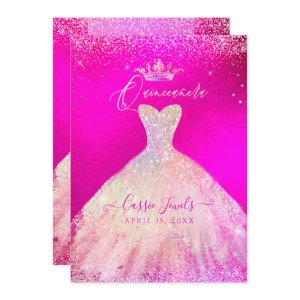 Quinceanera Hot Pink+Blush Sparkle Princess Dress