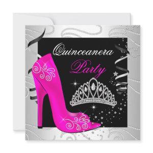 Quinceanera Hot Pink Diamond Black White Party