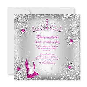 Quinceanera Hot Pink Silver Winter Wonderland