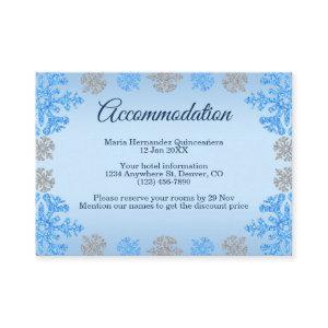 Quinceañera Ice Blue Silver Winter Snowflake Enclosure Card