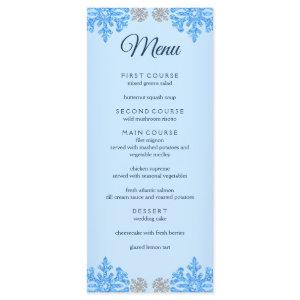 Quinceañera Ice Blue Silver Winter Snowflake Menu