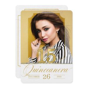Quinceanera in Gold Spanish Language with Photo