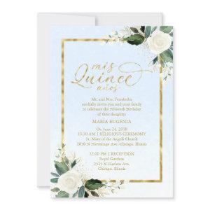 Quinceanera  Bilingual Blue Gold Foil