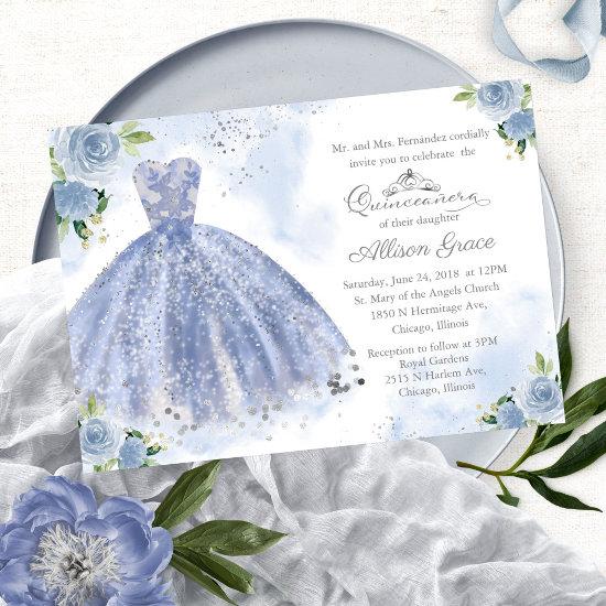 Quinceanera  Bilingual Light Blue Gown