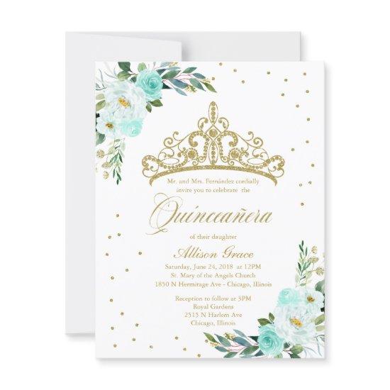 Quinceanera  Bilingual Tiara Teal