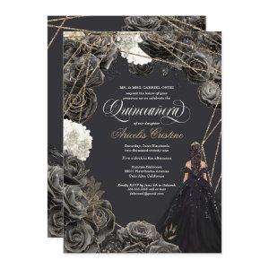 Quinceañera  - Black & Gold Roses, Gown