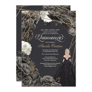 Quinceañera  - Black & Gold Roses, Gown