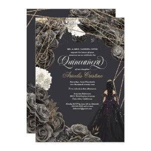 Quinceañera  - Black & Gold Roses, Gown